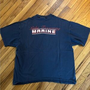 Vintage Lake Toxaway Marine Navy Logo Tee – 90s Boxy Fit